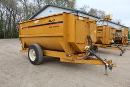 KNIGHT 3130 REEL AUGER FEEDER WAGON, 3 AUGERS, LEFT HAND DISCHARGE, WEIGH TRONIX 615 MONITOR,