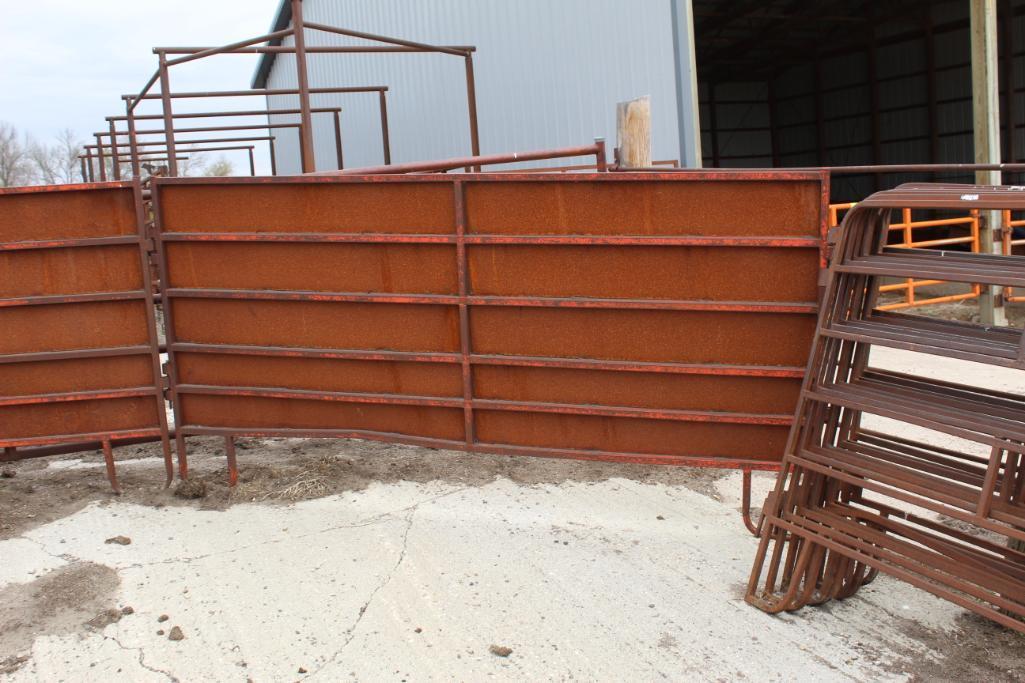 BIG VALLEY FARMMASTER HEAD CHUTE WITH 2 ACCESS DOORS, (4) APPROX 10' CORRAL PANELS