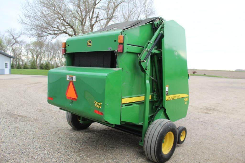 JOHN DEERE 568 ROUND BALER, 5' PICKUP, NET WRAP OR TWINE TIE, AUTO PUSH OFF, 540 PTO,