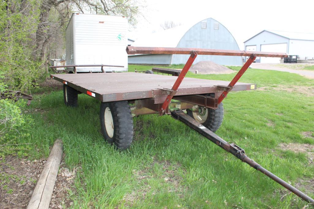 122"X20' STEEL DECK BALE TRAILER ON PARKER GEAR, EXT HITCH, 11.00-20 TIRES