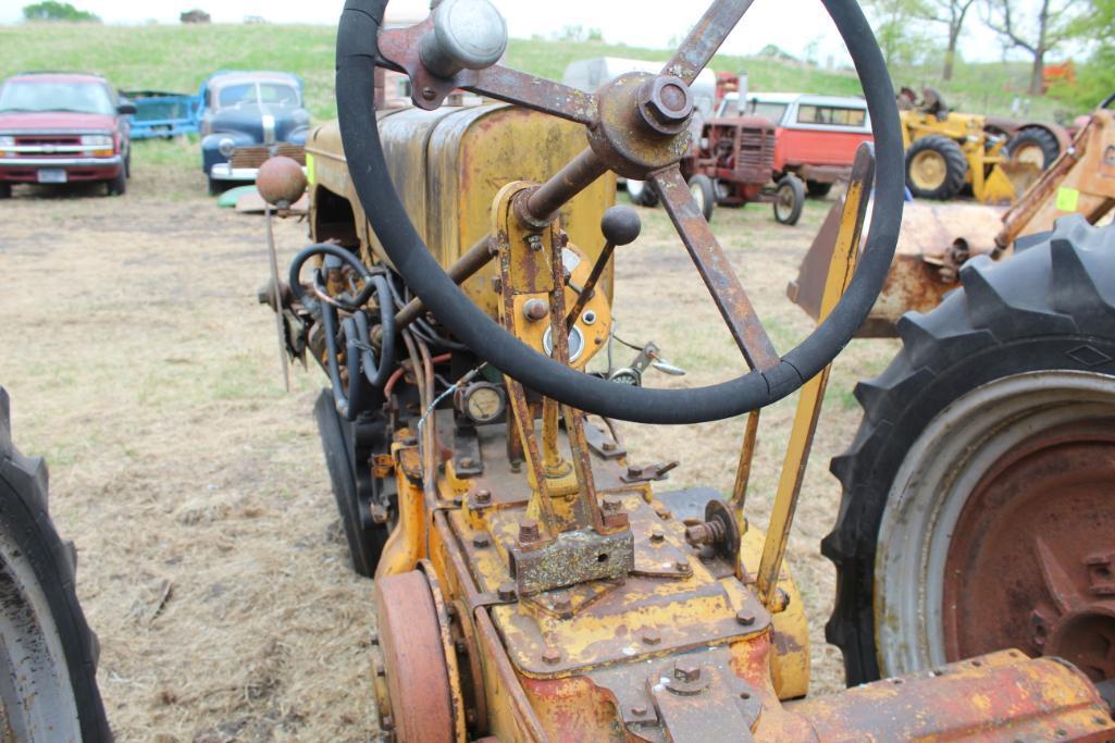 MINNEAPOLIS MOLINE Z, GAS, NF, SINGLE HYD, PTO, PULLEY, 12.4-38'S, SOLD WITH BUZZ SAW, RUNS