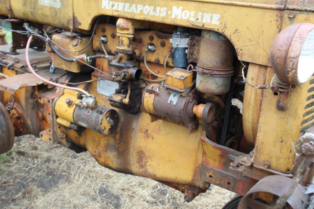 MINNEAPOLIS MOLINE Z, GAS, NF, SINGLE HYD, PTO, PULLEY, 12.4-38'S, SOLD WITH BUZZ SAW, RUNS