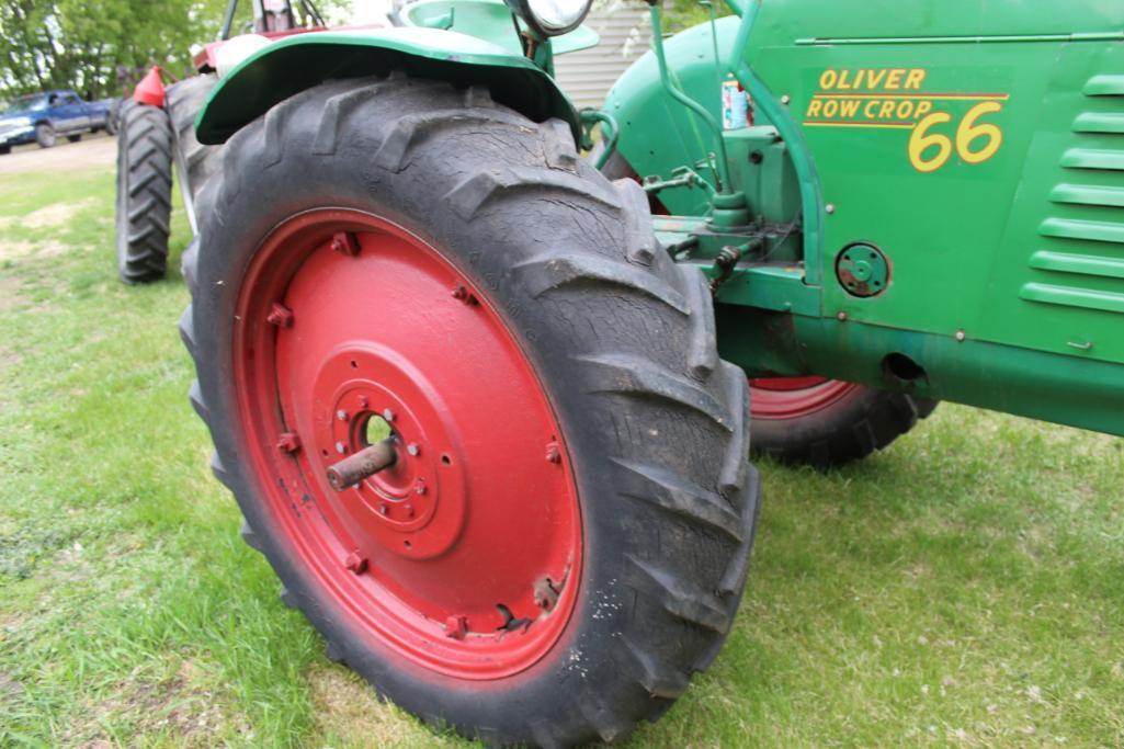 OLIVER ROW CROP 66, GAS, NF, FENDERS, LIGHTS, SIDE SHIELDS, 2 HYD, 12 VOLT, 11-38'S,