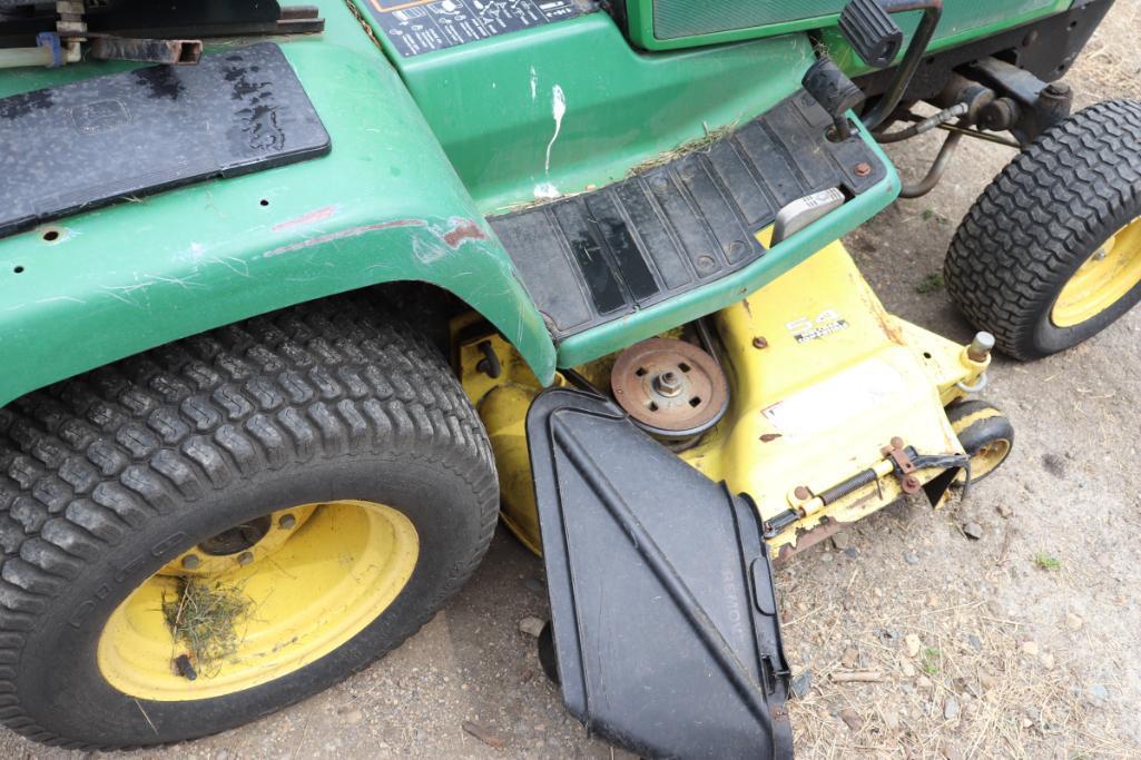 John Deere 425 Lawn Tractor, Hyd Lift Deck, 1971 Hrs, 54" Deck, Hydro, Poly Sprayer w/ Pump