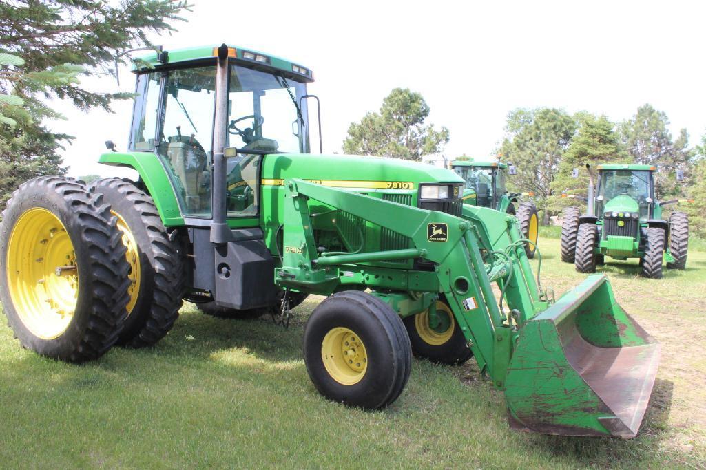 1997 JOHN DEERE 7810 2WD TRACTOR, POWER QUAD, 3SCV, 3PT, 1000 PTO, GOODYEAR 14.9R46 HUB DUALS