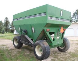 UNVERFERTH 430 GRAVITY WAGON, SURGE BRAKES, LIGHTS, PIT/SIDE CHUTES, SIDE WINDOWS, 16.5-22.5 TIRES