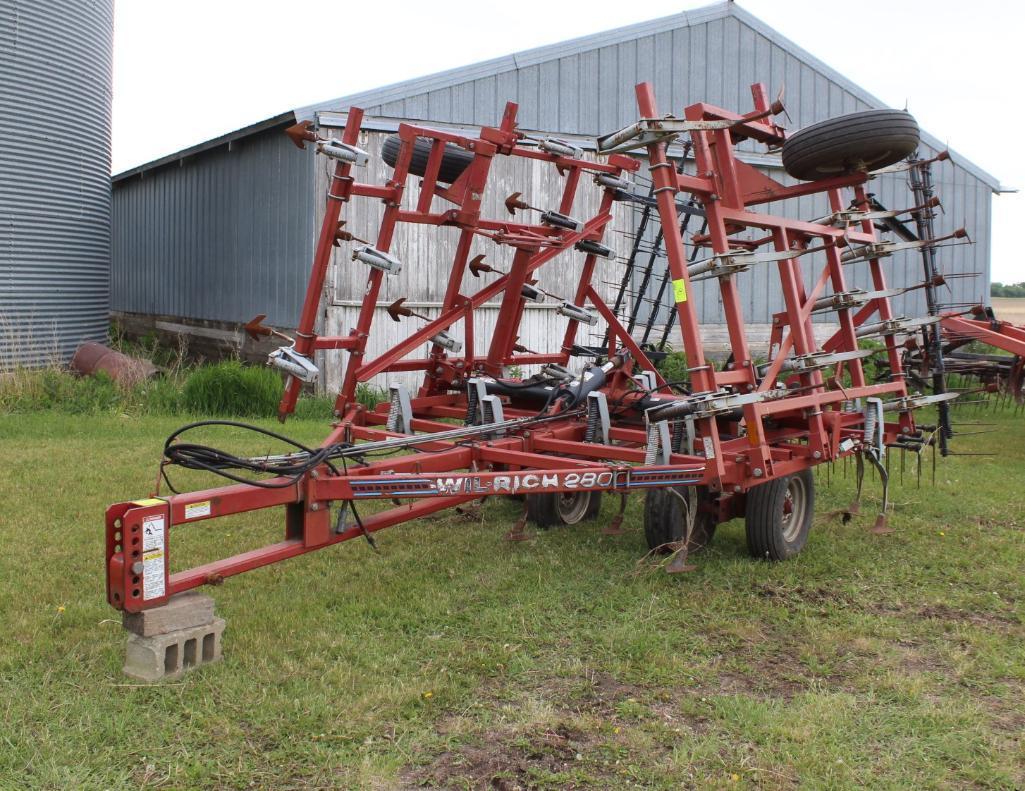 WIL-RICH 2800 APPROX 21' FIELD CULTIVATOR, WALKING TANDEMS ON MAIN FRAME, 3 BAR HARROW,