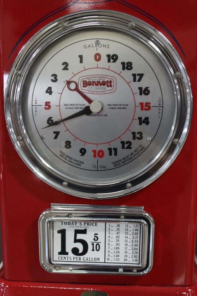 1934 Mobil Gas Clock Face Gas Pump, Made By Bennett, Restored, Lighted Globe,