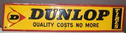 14"x60" Dunlop Tires Single Sided Metal Sign, Embossed, 1-70, A-M Inc, Lynchburg, Va