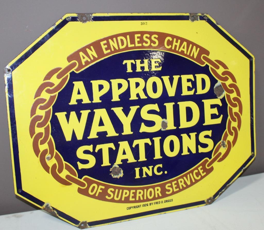 22"x28" The Approved Wayside Station Inc, Double Sided Porcelain Sign, Octagon,