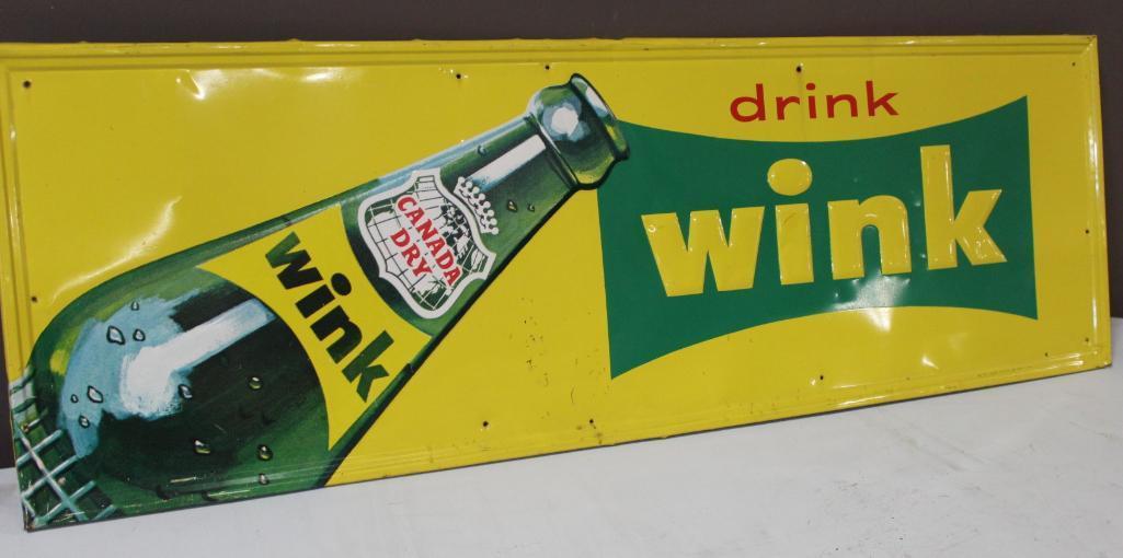 18"x54" Drink WINK, Single Sided Sign, Embossed, 5-69, S.S. Co.