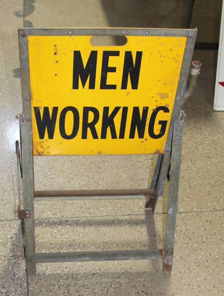 20"x33" MEN WORKING, Double Sided Metal Sign, Folding A Frame