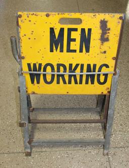 20"x33" MEN WORKING, Double Sided Metal Sign, Folding A Frame