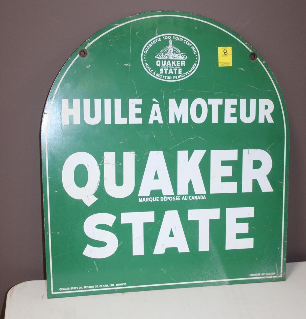 26.5"x29" Canadian Quaker State Double Sided Porcelain Sign