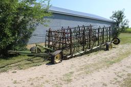 JD Spring Tooth Drag on Hyd Cart, 7 Section, No Cylinder, Needs Tires