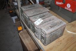 (5) AMMO BOXES, VARIOUS SIZES