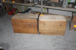 (2) 17" X 33" X 22" WOOD STORAGE BOXES WITH REMOVABLE TRAYS