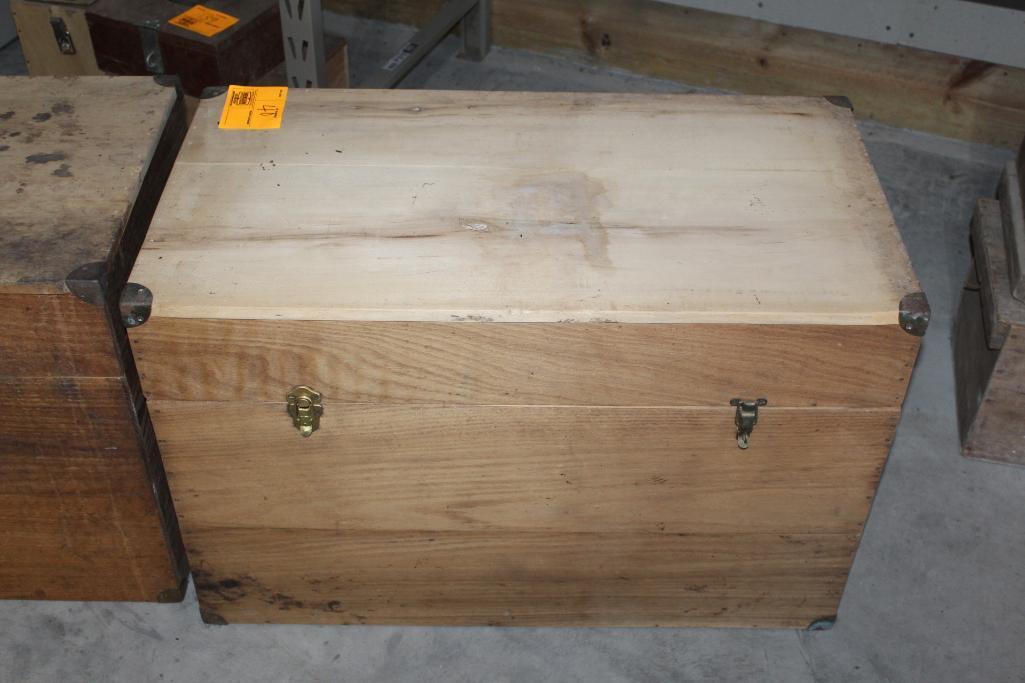 (2) 17" X 33" X 22" WOOD STORAGE BOXES WITH REMOVABLE TRAYS