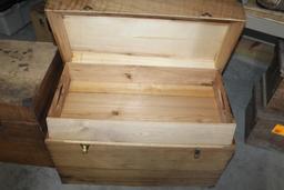 (2) 17" X 33" X 22" WOOD STORAGE BOXES WITH REMOVABLE TRAYS