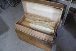 (2) 17" X 33" X 22" WOOD STORAGE BOXES WITH REMOVABLE TRAYS