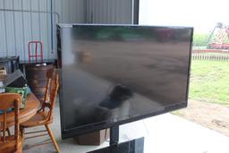 INSIGNIA 55" FLATSCREEN TV ON TV STAND, SOLD WITH YAMAHA SURROUND SOUND SYSTEM, SPEAKERS,