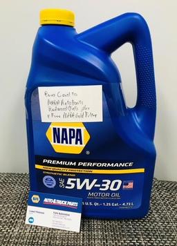 5 QUARTS OF OIL PLUS COUPON FOR FREE FILTER FROM NAPA AUTO PARTS