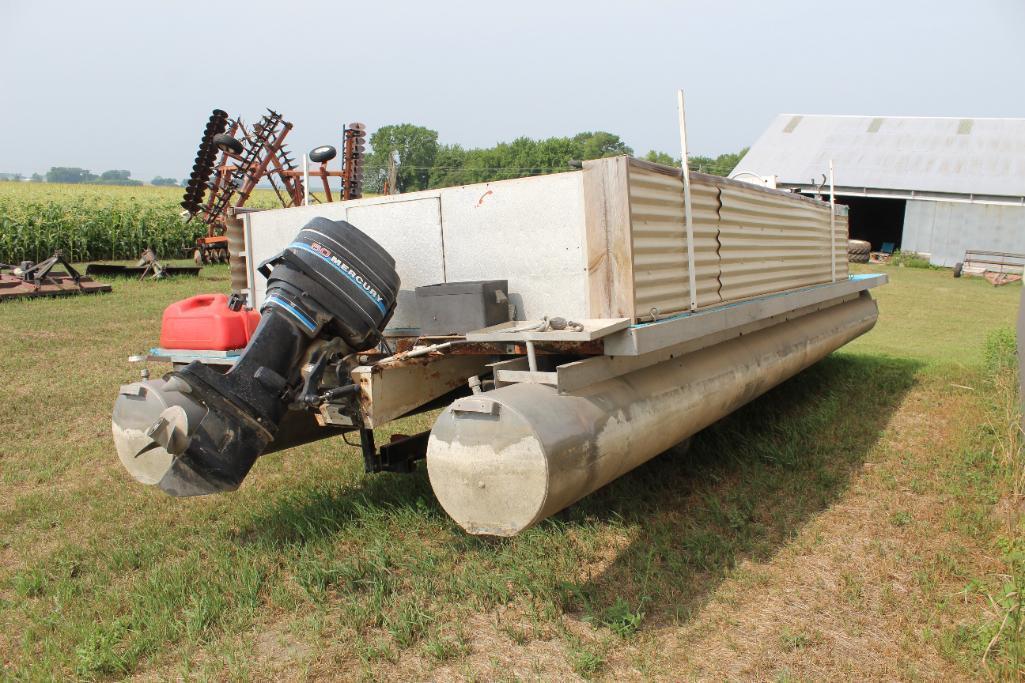 26' PONTOON ON 2003 EAGLE TRAILER, 50 HP MERCURY OUTBOARD