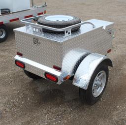 28 1/2" X 46" TWO WHEEL MOTORCYCLE TRAILER, WITH APPROX 12" X 16" DIAMOND PLATE ALUM BOX,