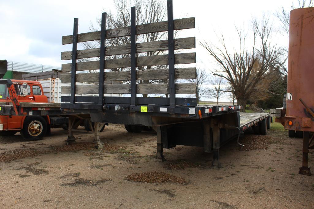 ***1989 51'8" Spread Axle Step Deck Trailer with Beavertail Folders Flip Up Ramp, Wood Dec