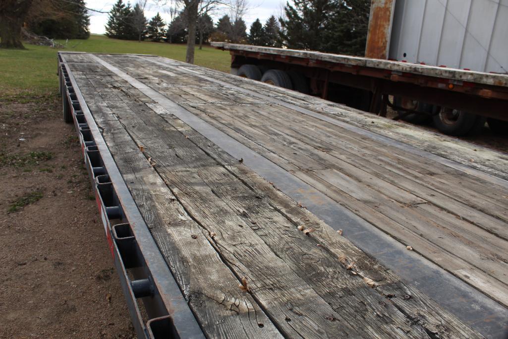 ***1989 51'8" Spread Axle Step Deck Trailer with Beavertail Folders Flip Up Ramp, Wood Dec