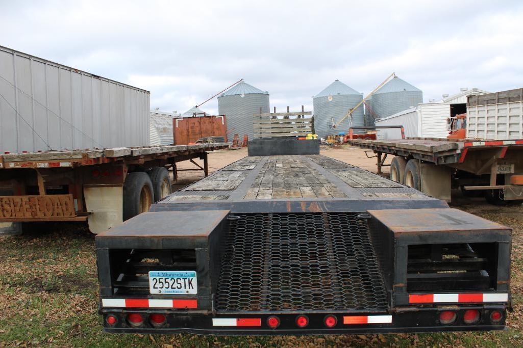 ***1989 51'8" Spread Axle Step Deck Trailer with Beavertail Folders Flip Up Ramp, Wood Dec