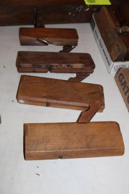 (2) MOULDING WOOD PLANES, 9 1/4" WOOD BLOCK PLANE, 8" WOOD BLOCK PLANE, $ X 4