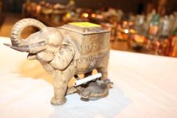 Cast Iron Elephant Cigarette Dispenser, with Ashtray