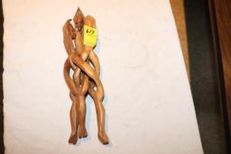 Wood One Piece Carved 3 Piece Bowl Stand