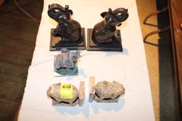 (2) Sets Stone Elephant Book Ends, Stone Elephant