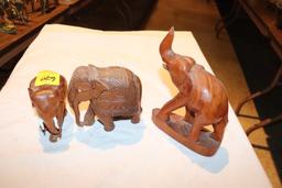 (3) Wooden Carved Elephants