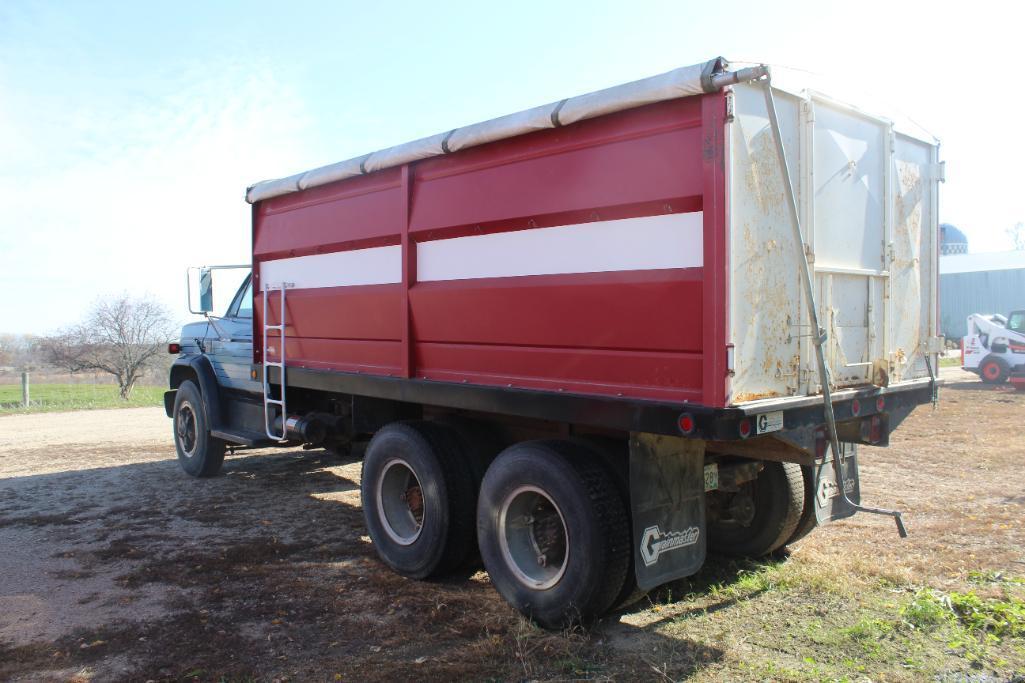 ***1974 Chevy C65 Twin Screw Grain Truck, 16' Steel Box & Hoist, Roll Tarp