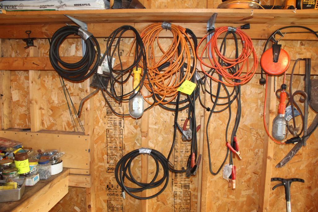 (2) TROUBLE LIGHTS, EXTENSION CORDS, AND JUMPER CABLES