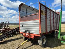 H&S 18’ Rear Unload Forage Box With New Holland 12 Ton Tandem Gear,