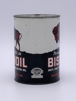 Full 1 Quart Can Bison Oil Motor Oil w/ Buffalo Logo TAC 9.5