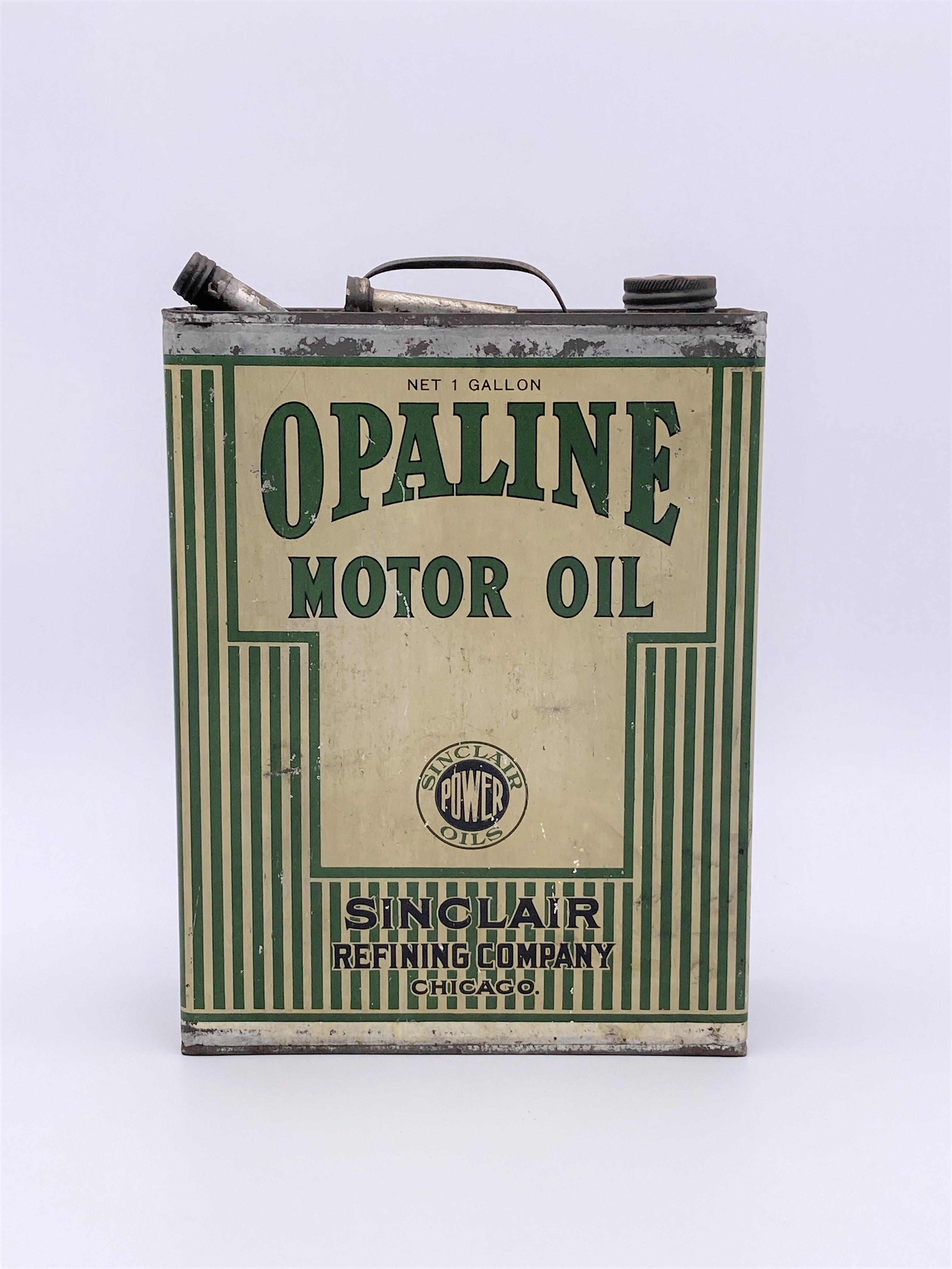 Sinclair Opaline Motor Oil Power Oil 1 Gallon Flat Can Circa 1920's TAC 7.5