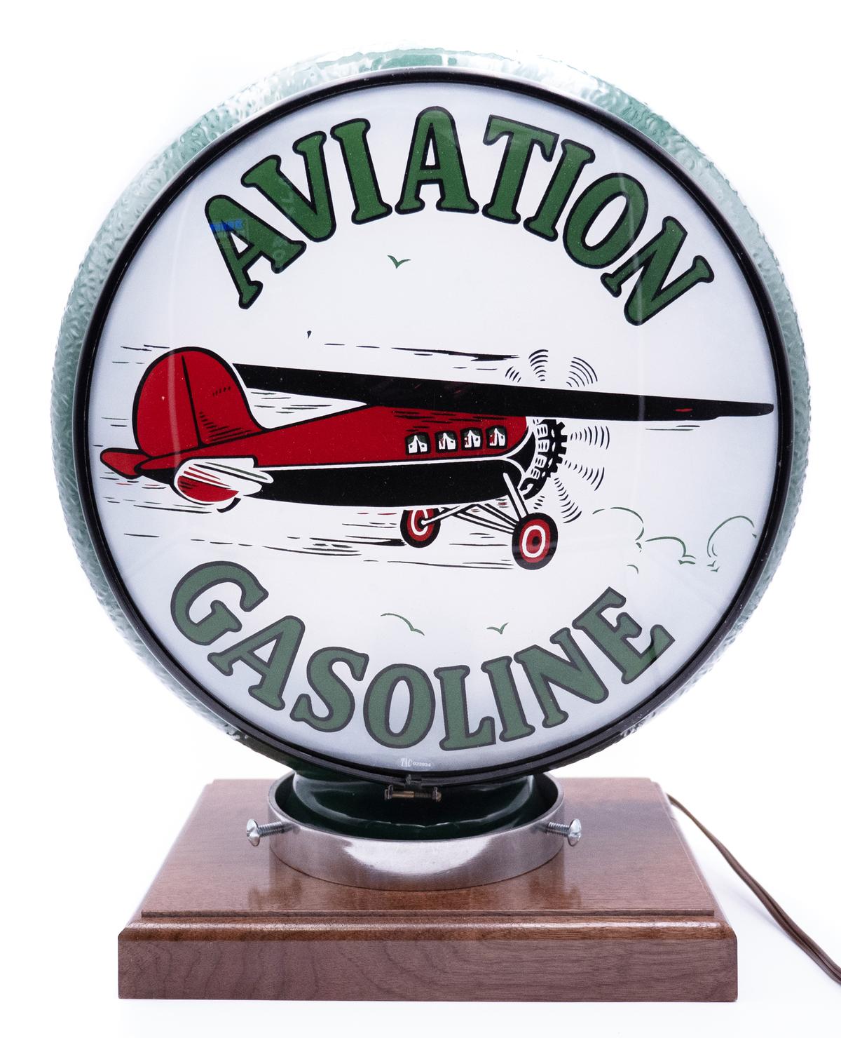 Aviation Gasoline w/ Airplane Logo Single Lens Gill Globe TAC 8.9