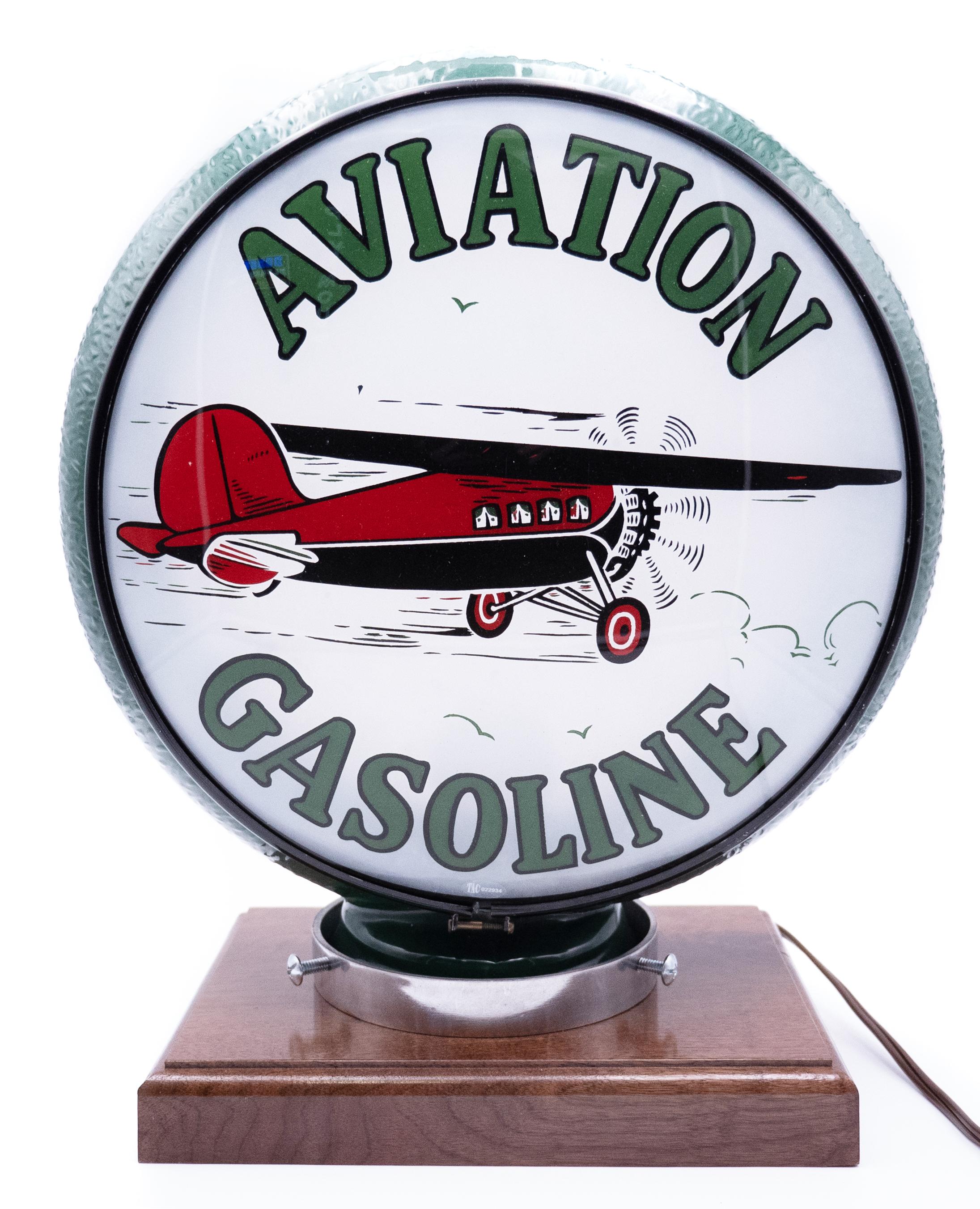 Aviation Gasoline w/ Airplane Logo Single Lens Gill Globe TAC 8.9