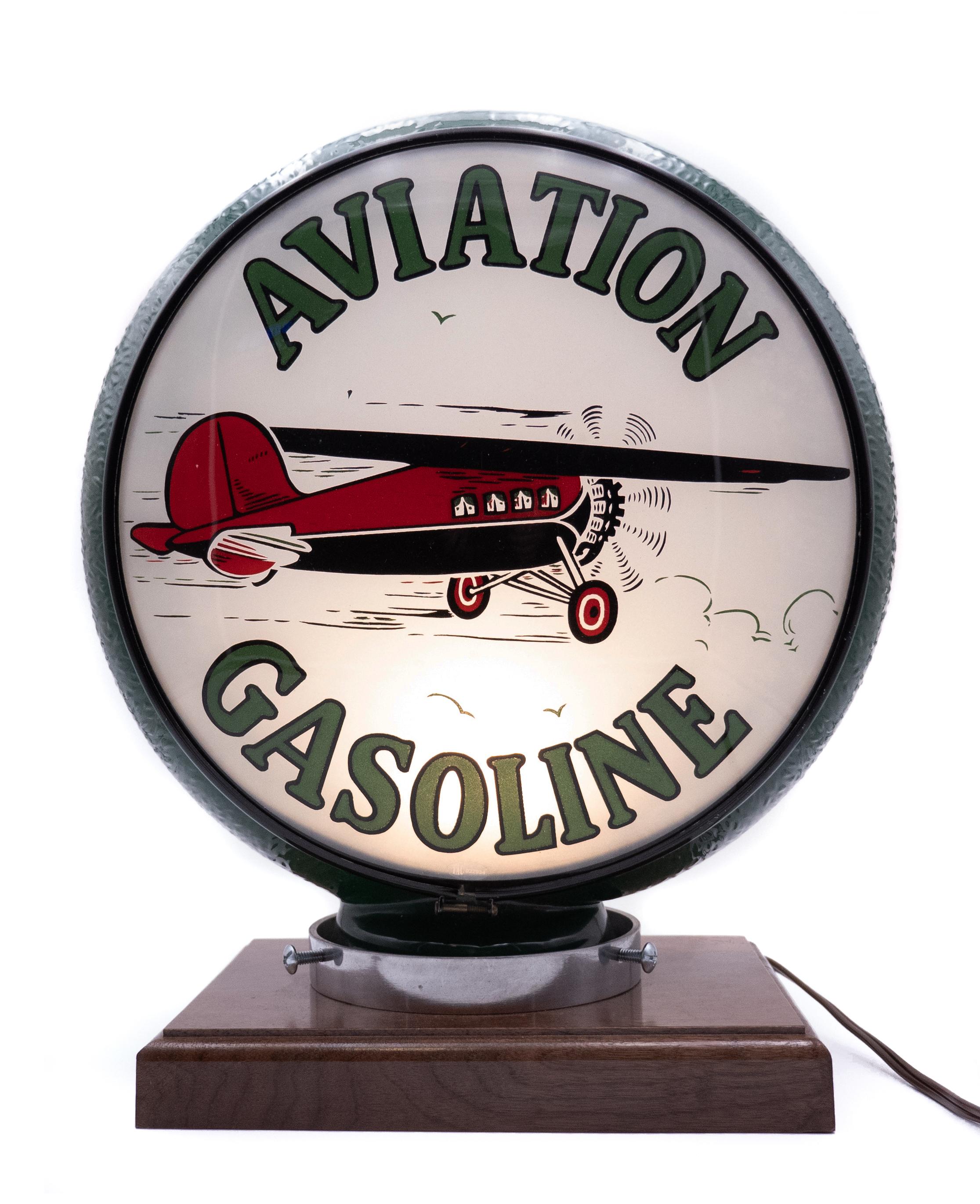 Aviation Gasoline w/ Airplane Logo Single Lens Gill Globe TAC 8.9