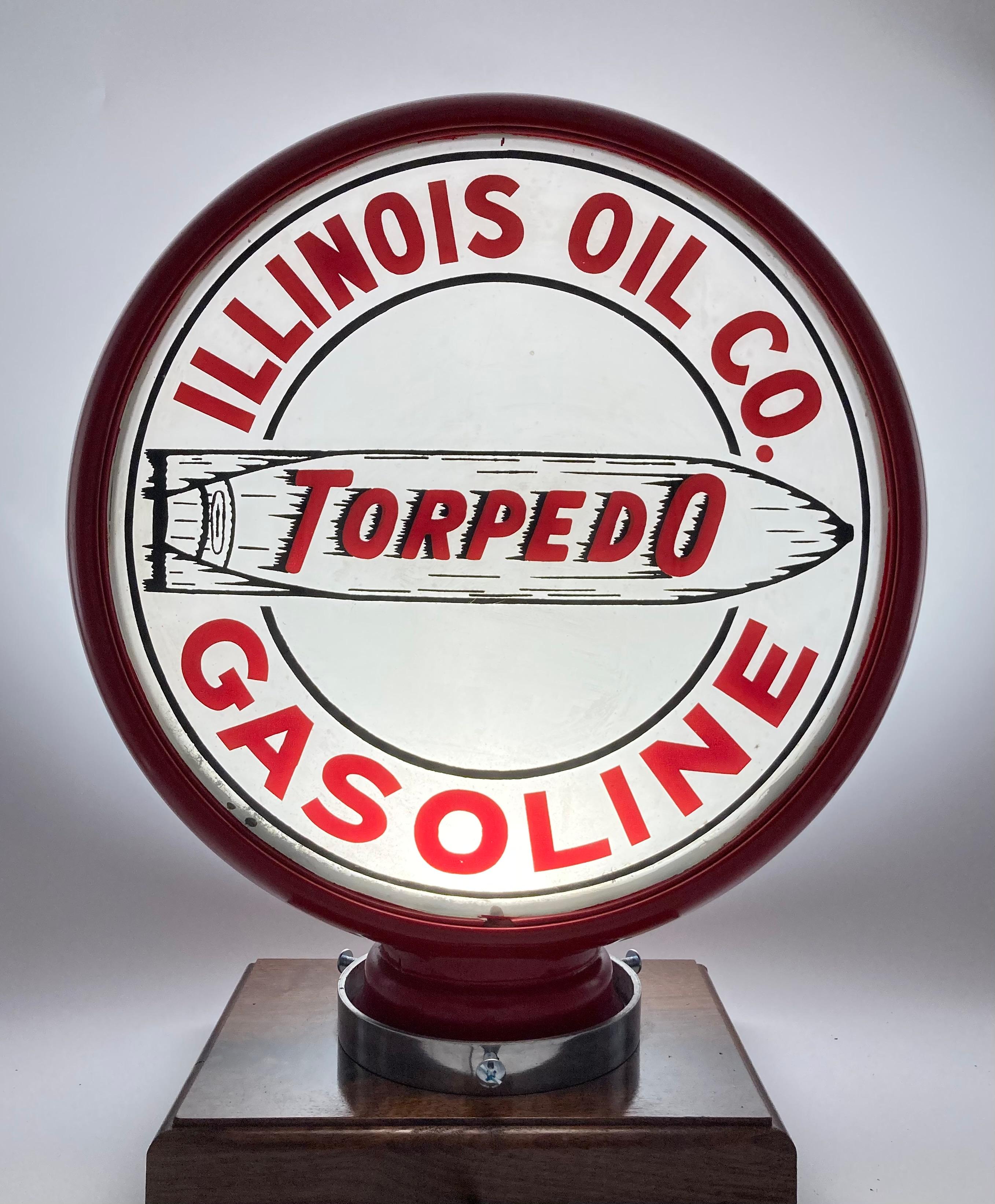 Illinois Oil Co Torpedo Gasoline Single Lens Globe Body