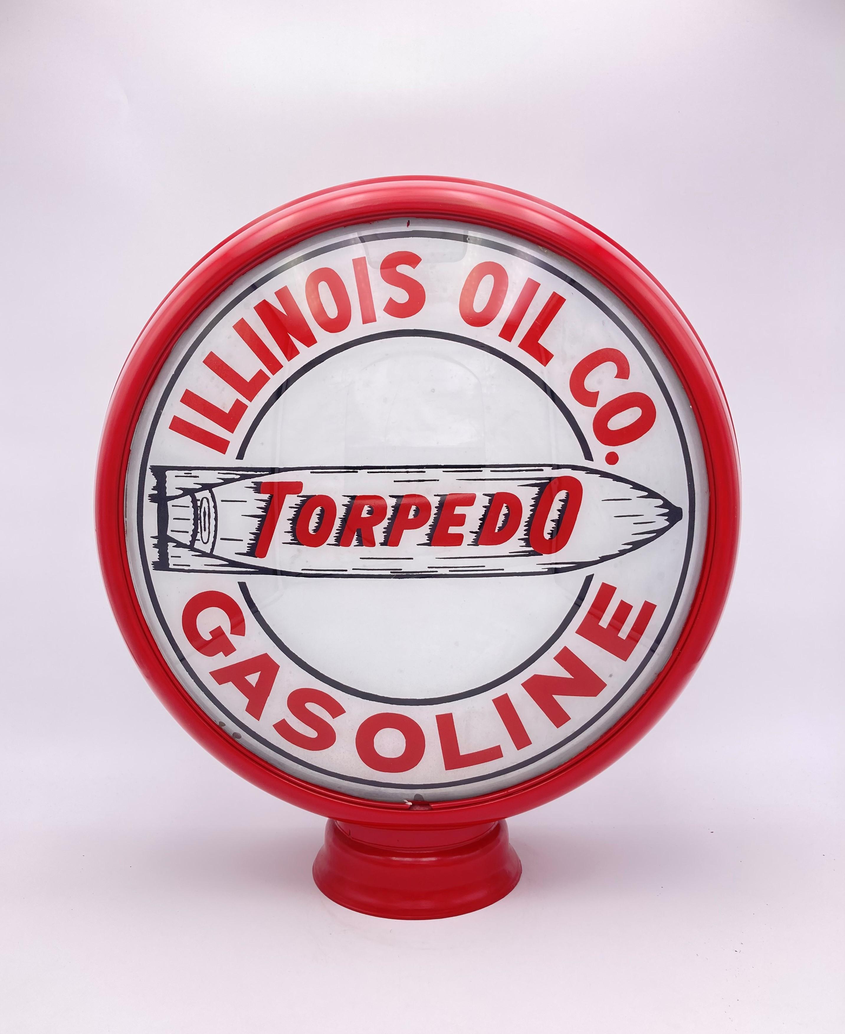 Illinois Oil Co Torpedo Gasoline Single Lens Globe Body