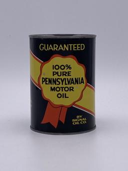 Full 1 Quart Can Signal Penn Motor Oil w/ Logo TAC 8.25