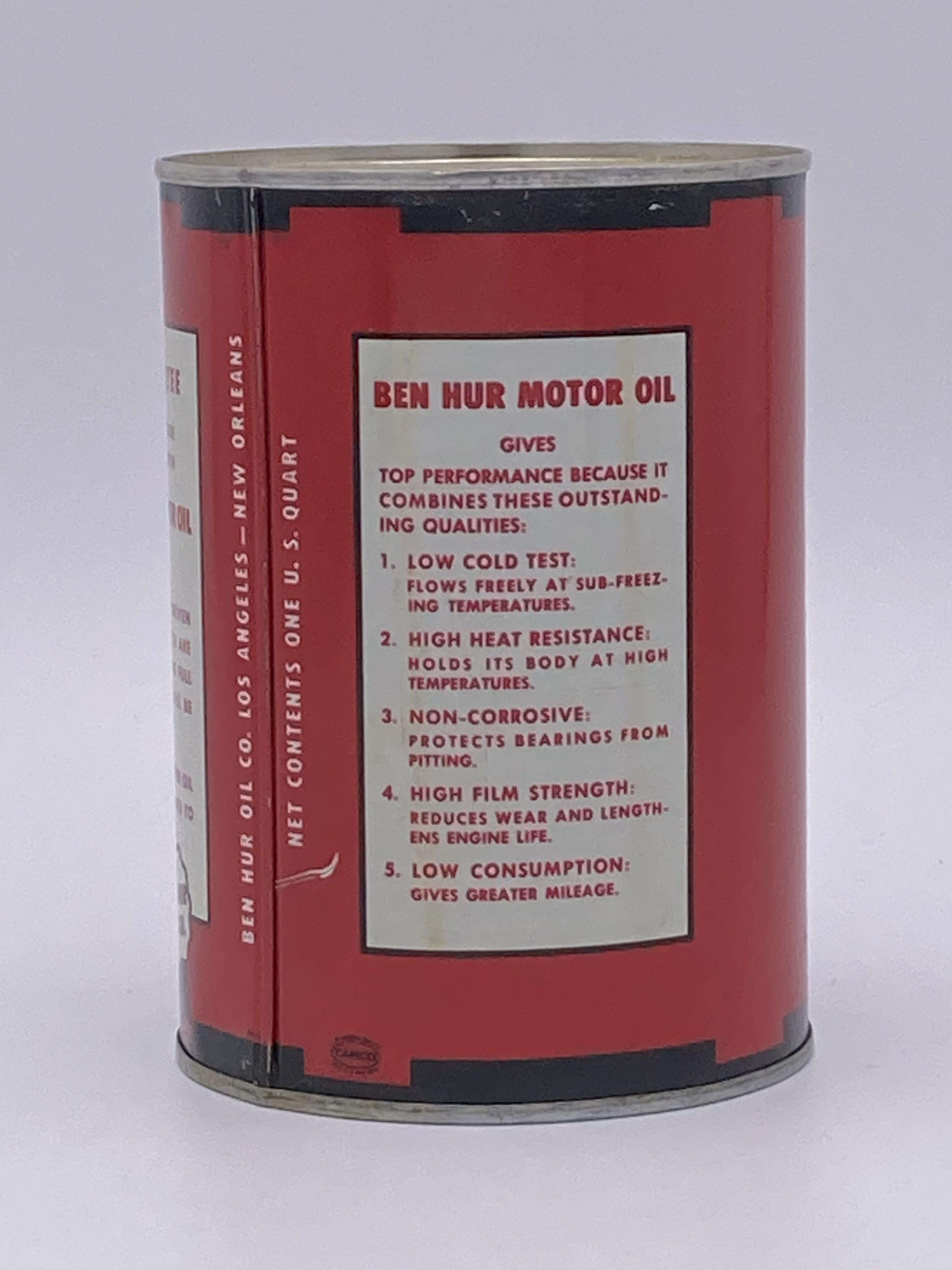 Full 1 Quart Can Ben Hur Motor Oil w/Logo TAC 9.0