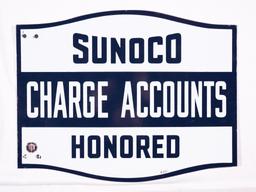 Sunoco Charge Accounts Honored Double Sided Porcelain Sign TAC 9.5