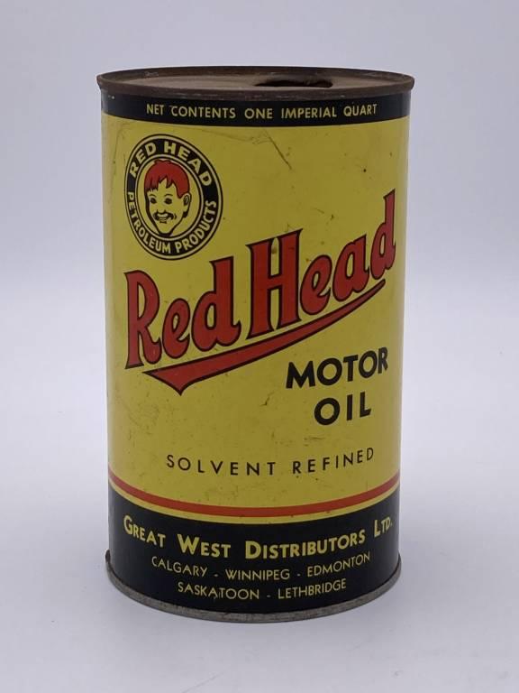 Red Head Motor Oil Imperial 1 Quart Metal Can TAC 8